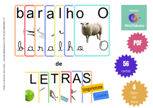Baralho de letras imprensa e cursiva